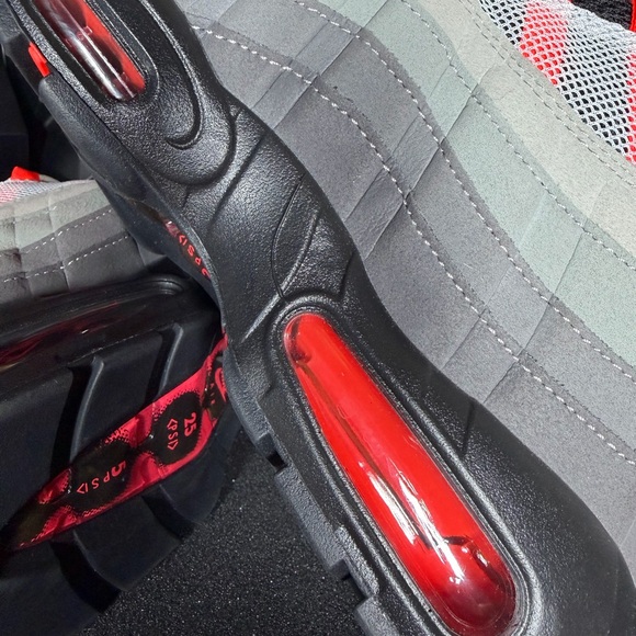 Nike Air Max 95 Men's Sneakers - Gray, Red, and Black - Picture 9 of 10